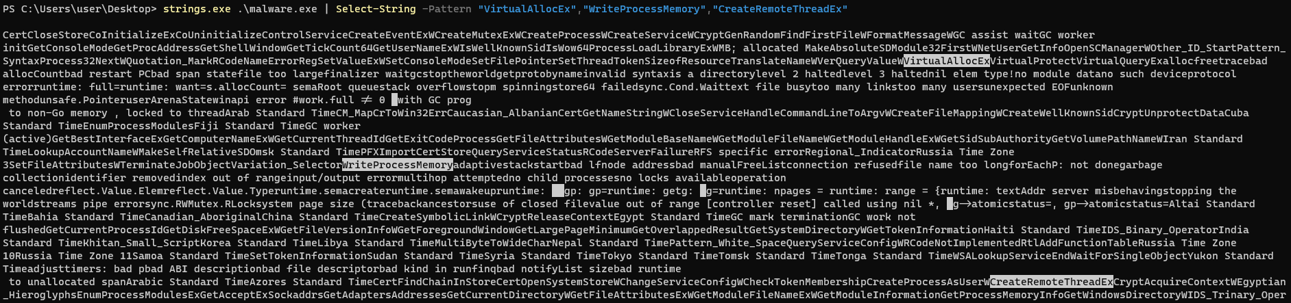 Resolving function addresses using strings