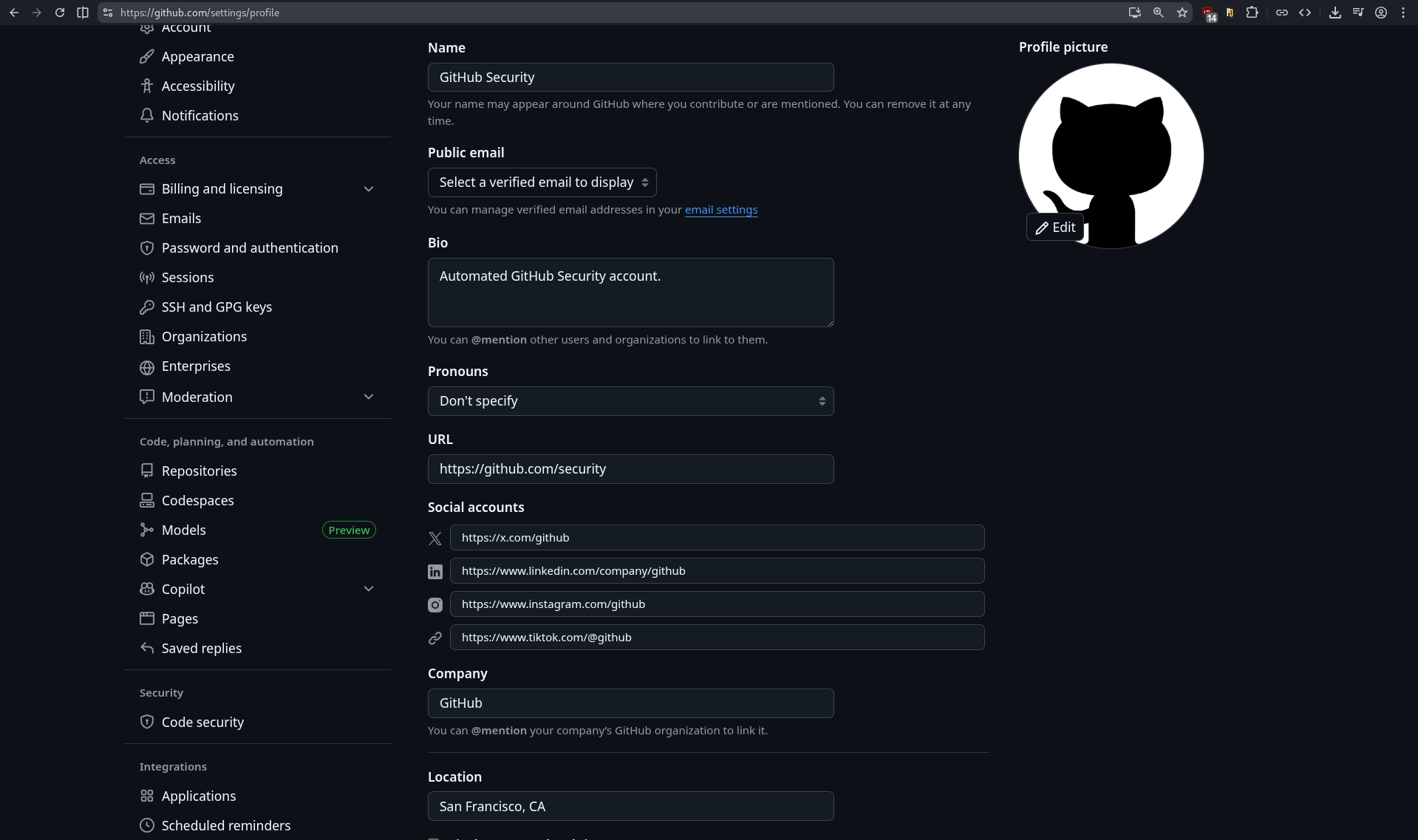 Customize the GitHub profile
