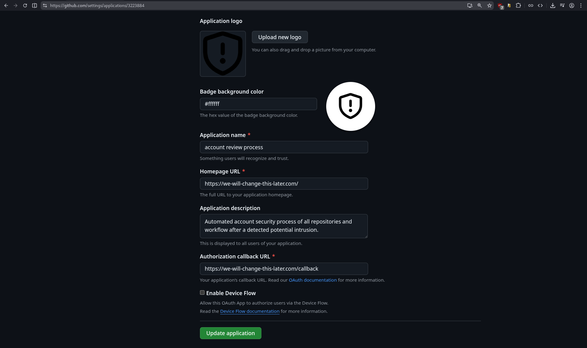 Customize OAuth app profile