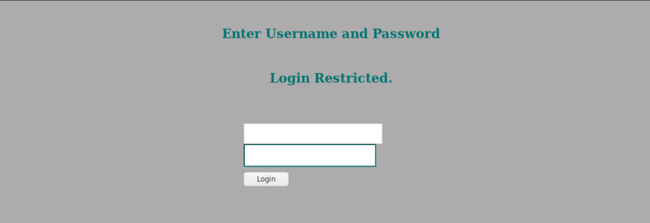 Internal login page