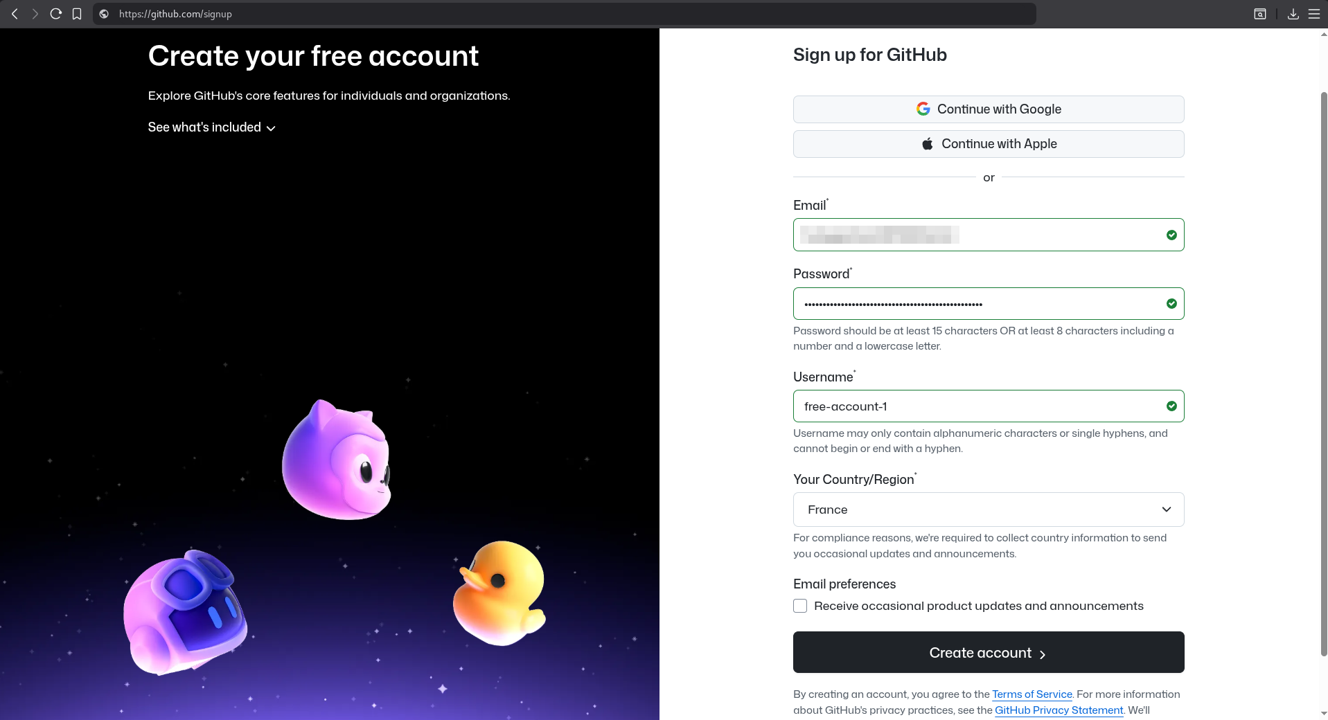 Register new GitHub account (Source : atsika).